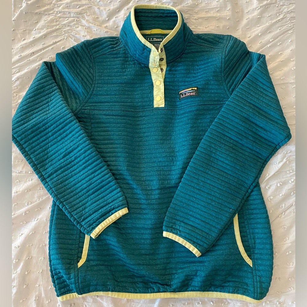 LL Bean Womens XS teal green fleece